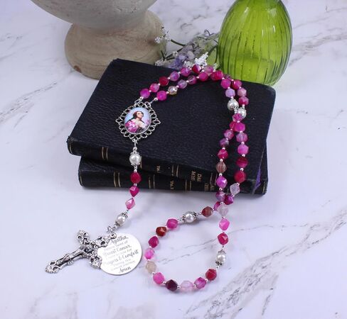 Breast Cancer Rosary St Agatha Rosary Patron Saint of Breast Cancer Pink Rosary Cancer Warrior Survivor Gift Catholic Gift in Saudi Arabia