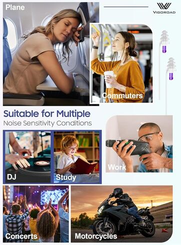 Ear Plugs for Airplane Pressure Relief, Reusable Earplugs for Flying, Kids 6+ & Adults with Small Ears, Soft Silicone Noise Reduction Ear Protection for Travel and Long Flights (26dB) in Saudi Arabia