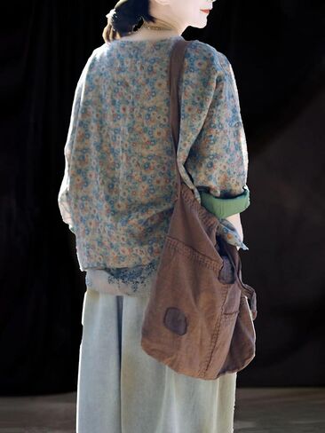 LZJN Women's Ramie Cardigan Thin Bohemian Floral Print Vintage Loose Fit Lightweight Coat in Saudi Arabia