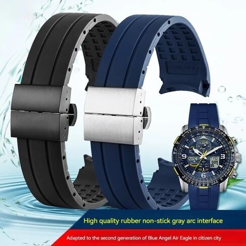 Curved End Watchband For Mido M005430A M005614A Rubber watch strap For Citizen in Kuwait