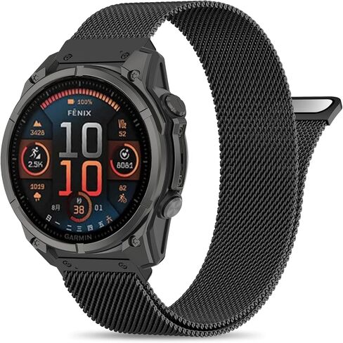 22mm Milanese Loop Compatible with Garmin Fenix 8-47mm/E-47mm/7/7pro/6/6pro/5/5plus, Quick Fit Mesh Metal Strap for Forerunner 970/965/955/945/935/745/Tactix 8-47mm/Epix Pro 47mm/Instinct 2 in Saudi Arabia