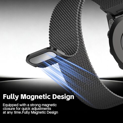 22mm Milanese Loop Compatible with Garmin Fenix 8-47mm/E-47mm/7/7pro/6/6pro/5/5plus, Quick Fit Mesh Metal Strap for Forerunner 970/965/955/945/935/745/Tactix 8-47mm/Epix Pro 47mm/Instinct 2 in Saudi Arabia