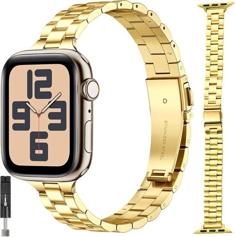 لأساور ساعات Apple للنساء، حزام معدني رفيع للسلسلة 11 10 | سوار رفيع كلاسيكي من الفولاذ المقاوم للصدأ بديل لساعة iWatch 9,8,7,6,5,4,SE 3 2nd, Ultra 38 مم 40 مم 41 مم 42 مم 44 مم 46 مم 49 مم in Kuwait