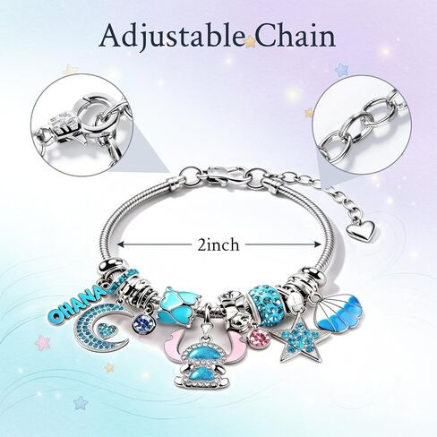 Blue Ocean Charm Bracelet for Women Stainless Steel Adjustable Bracelet with Ocean Inspired Charms Trendy Fashion Jewelry Gift in Saudi Arabia