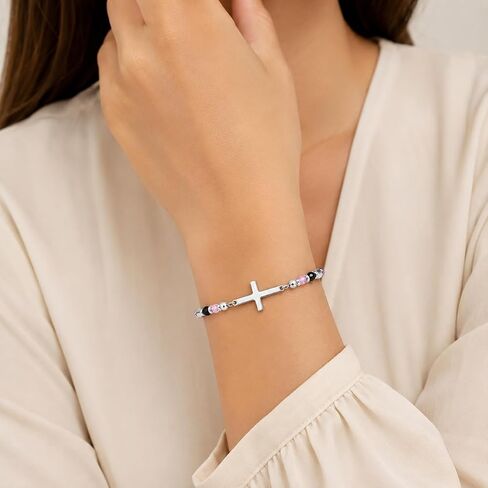 DWIKE Christian Cross Bracelet for Women, Faith-Inspired Healing Beaded Bracelet with Message Card and Gift Box, Adjustable Cross Jewelry Gift for Easter, Confirmation, First Communion, Baptism in Saudi Arabia