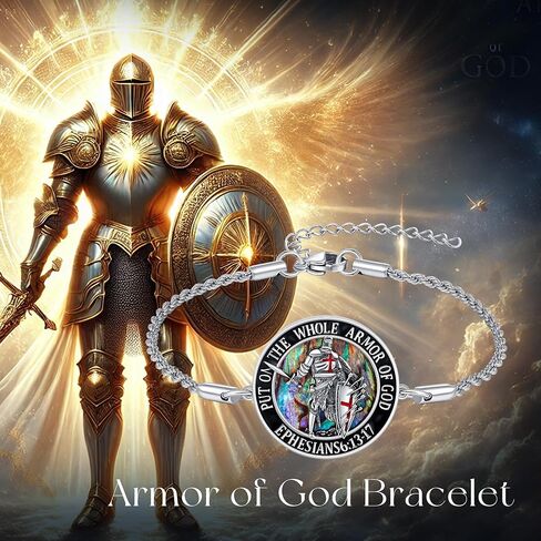 Armor of God Bracelet Abalone Shell Knights Templar Bracelets Put on the Whole Armor of God Christian Religious Catholic Jewelry Gift for Men Women in Saudi Arabia