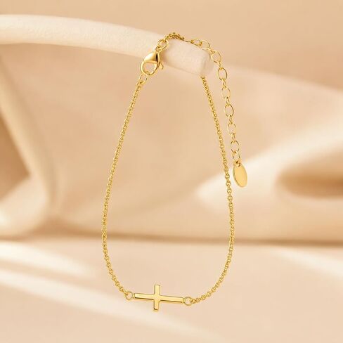 14K Gold Cross Bracelet for Women Dainty Gold Bracelets for Women in Kuwait