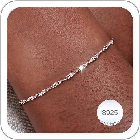 Carffordo 925 Sterling Silver Bracelets for Women Twist Silver Bracelet Simple Dainty Bracelet for Women Waterproof Trendy Jewelry Gift in Saudi Arabia