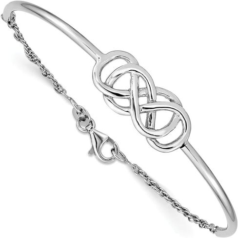 Diamond2Deal Sterling Silver Rhodium-plated Double Infinity Symbol Bangle Bracelet in Kuwait