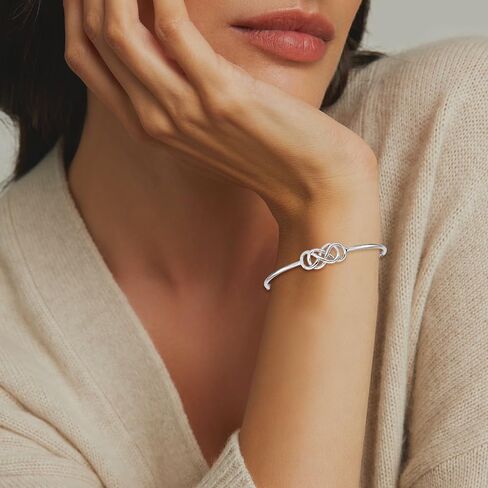 Diamond2Deal Sterling Silver Rhodium-plated Double Infinity Symbol Bangle Bracelet in Kuwait