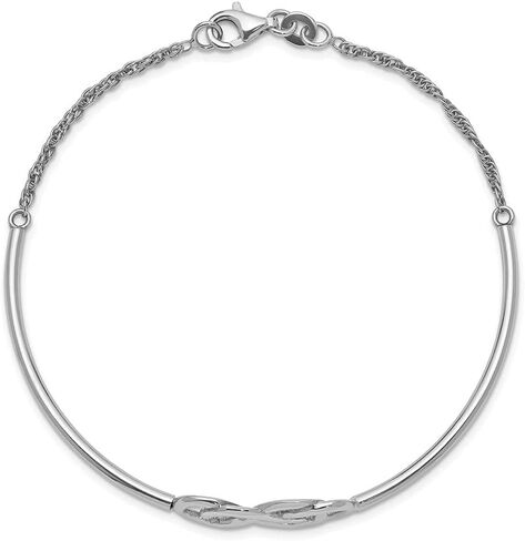 Diamond2Deal Sterling Silver Rhodium-plated Double Infinity Symbol Bangle Bracelet in Kuwait