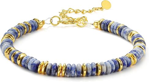 Magitaco Colorful Gemstone Bead Bracelets for Women in 16k Gold Plated Finish Offering Water Resistant Everyday Jewelry Wear with Vibrant Stone Beaded Bangle Design and Secure Adjustable Chain Fit in Saudi Arabia