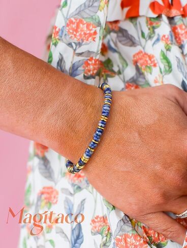 Magitaco Colorful Gemstone Bead Bracelets for Women in 16k Gold Plated Finish Offering Water Resistant Everyday Jewelry Wear with Vibrant Stone Beaded Bangle Design and Secure Adjustable Chain Fit in Saudi Arabia