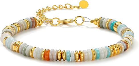 Magitaco Colorful Gemstone Bead Bracelets for Women in 16k Gold Plated Finish Offering Water Resistant Everyday Jewelry Wear with Vibrant Stone Beaded Bangle Design and Secure Adjustable Chain Fit in Saudi Arabia
