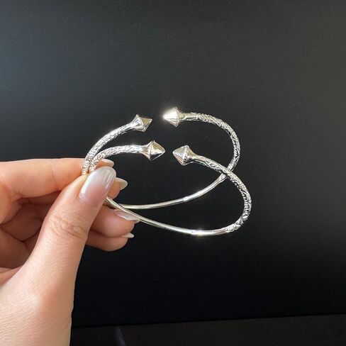 Solid .925 Sterling Silver Slim Cone West Indian Bangles, 1 pair (Made in the USA) in Saudi Arabia
