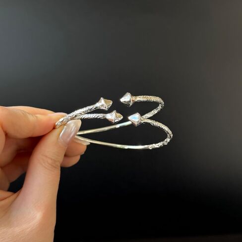 Solid .925 Sterling Silver Slim Cone West Indian Bangles, 1 pair (Made in the USA) in Saudi Arabia