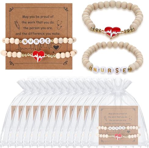Kigeli 30 Set Nurse Graduation Gifts Bulk Beaded Bracelets Nurses Appreciation Gifts with Blessing Cards Bags Nursing Graduation Party Favors for BSN RN LPN Women Men in Saudi Arabia