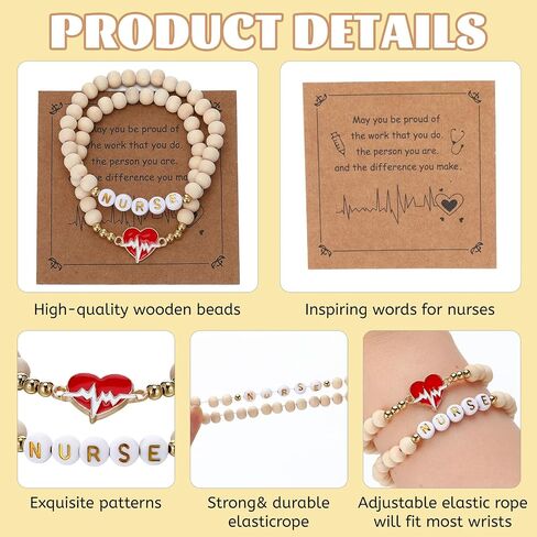 Kigeli 30 Set Nurse Graduation Gifts Bulk Beaded Bracelets Nurses Appreciation Gifts with Blessing Cards Bags Nursing Graduation Party Favors for BSN RN LPN Women Men in Saudi Arabia