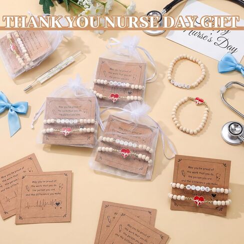 Kigeli 30 Set Nurse Graduation Gifts Bulk Beaded Bracelets Nurses Appreciation Gifts with Blessing Cards Bags Nursing Graduation Party Favors for BSN RN LPN Women Men in Saudi Arabia