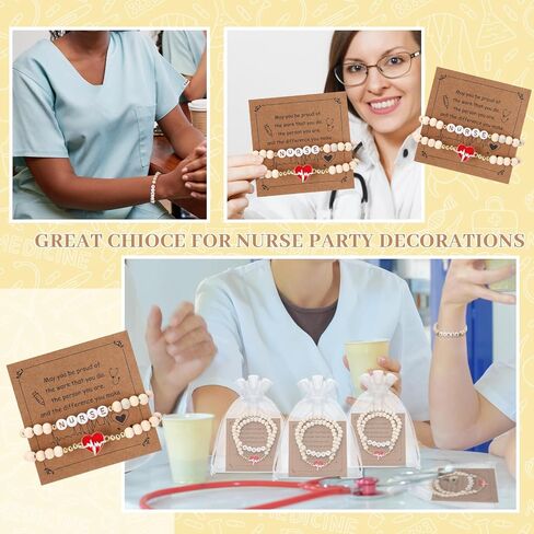 Kigeli 30 Set Nurse Graduation Gifts Bulk Beaded Bracelets Nurses Appreciation Gifts with Blessing Cards Bags Nursing Graduation Party Favors for BSN RN LPN Women Men in Saudi Arabia