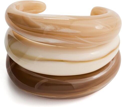ADINA EDEN Women's Caramel Cream Resin Bangle Set in Saudi Arabia