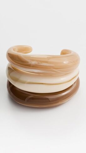 ADINA EDEN Women's Caramel Cream Resin Bangle Set in Saudi Arabia