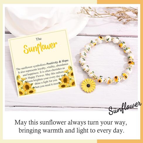 Sunflower Gifts for Women Inspirational Bracelet for Birthday Mothers Day Christmas Graduation Anniversary Sunflower Jewelry in Saudi Arabia
