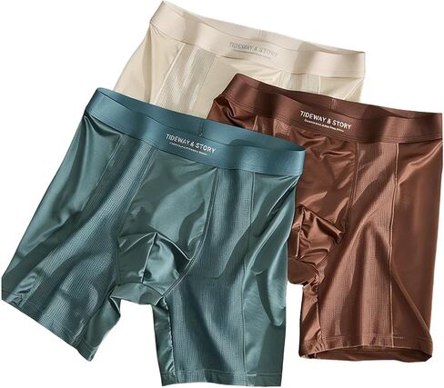 TIDEWAY & STORY Men's Satin Mesh Boxer Briefs 3 Pack Multi Color, Breathable Cool No Ride Up Underwear in Saudi Arabia