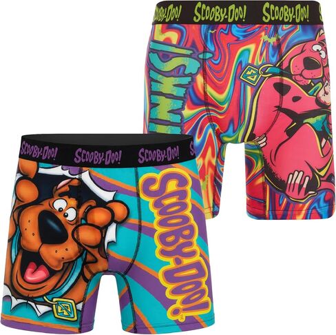 COCO BRANDS Scooby-Doo Mens Boxer Briefs - 1Pack/2Pack/3Pack No Fly Anti-Chafing Cotton Lined Support Boxers for Men in Kuwait