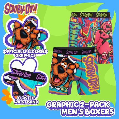 COCO BRANDS Scooby-Doo Mens Boxer Briefs - 1Pack/2Pack/3Pack No Fly Anti-Chafing Cotton Lined Support Boxers for Men in Kuwait