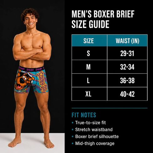 COCO BRANDS Scooby-Doo Mens Boxer Briefs - 1Pack/2Pack/3Pack No Fly Anti-Chafing Cotton Lined Support Boxers for Men in Kuwait