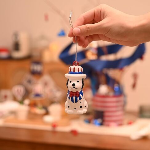 DecorbyHannah 4th of July Tree Decorations, 32ct Memorial Day Ornaments for Tree Patriotic Red White Blue Shatterproof Hanging Dog Pet Car Ornaments for Independence Day, Flag Day, USA 250th Holiday in Saudi Arabia