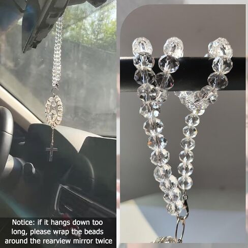 Bible Verse Car Rearview Hanging Cross, Bling Suncatcher Crystal Car Charm Mirror Hanger, 'I Am with You Always' Matthew 28:20, Christian Cross for Car Accessories Ornament Religious Gift for Women in Saudi Arabia