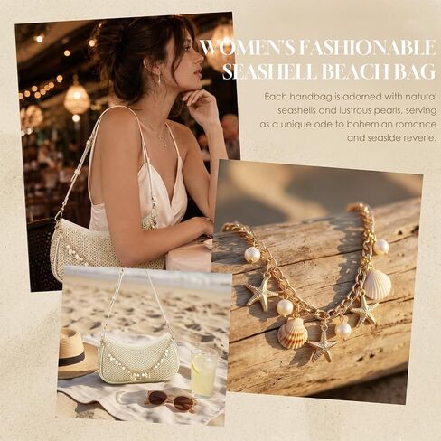 Fecialy Straw Shoulder Bag for Women Woven Boho Beaded Clutch Purse Raffia Summer Beach Vacation Purse in Kuwait