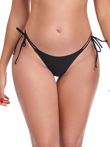 RELLECIGA Women's Low Rise Thong Bikini Bottom Sexy Cheeky High Leg Swimsuit Bottoms in Kuwait