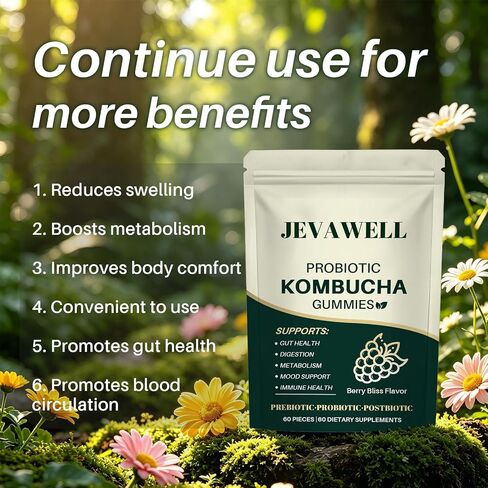 Kombucha Gummies, Supports Digestive Health & Gut Balance, Daily Wellness Formula, 60 Gummies in Saudi Arabia