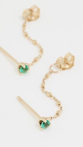 Zoe Chicco Women's 14k Gold Emerald Square Bead Chain Huggie Earrings, Gold, One Size in Saudi Arabia