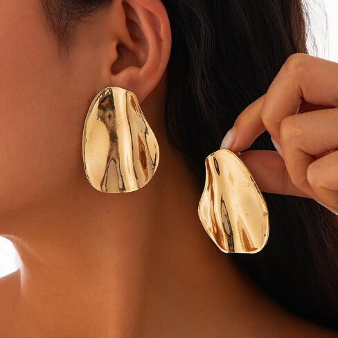 Exaggerated Chunky Teardrop Earrings for Women, Personalized Minimalist Geometric Statement Earrings,Fashionable Party Banquet Jewelry Accessories Gifts in Kuwait
