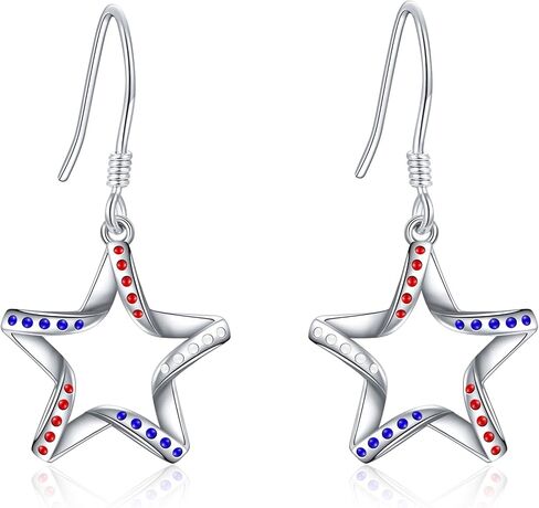 American Patriotic Flag Stud Earrings: 925 Sterling Silver USA Flag Earrings America Independence Day 4th of July Patriotic Jewelry Gifts for Women in Saudi Arabia