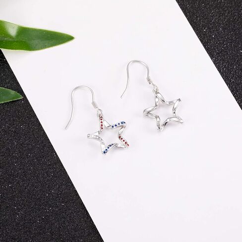 American Patriotic Flag Stud Earrings: 925 Sterling Silver USA Flag Earrings America Independence Day 4th of July Patriotic Jewelry Gifts for Women in Saudi Arabia