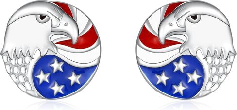 American Patriotic Flag Stud Earrings: 925 Sterling Silver USA Flag Earrings America Independence Day 4th of July Patriotic Jewelry Gifts for Women in Saudi Arabia