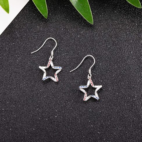 American Patriotic Flag Stud Earrings: 925 Sterling Silver USA Flag Earrings America Independence Day 4th of July Patriotic Jewelry Gifts for Women in Saudi Arabia