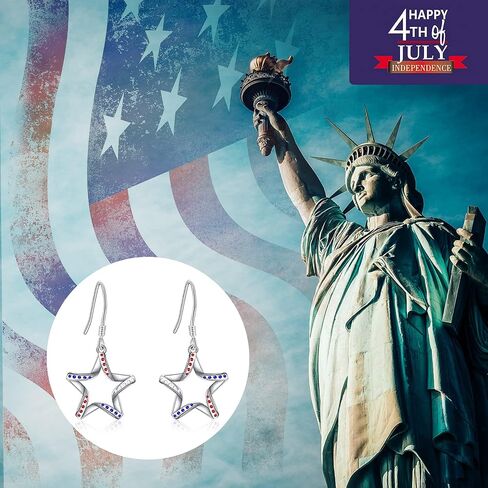 American Patriotic Flag Stud Earrings: 925 Sterling Silver USA Flag Earrings America Independence Day 4th of July Patriotic Jewelry Gifts for Women in Saudi Arabia