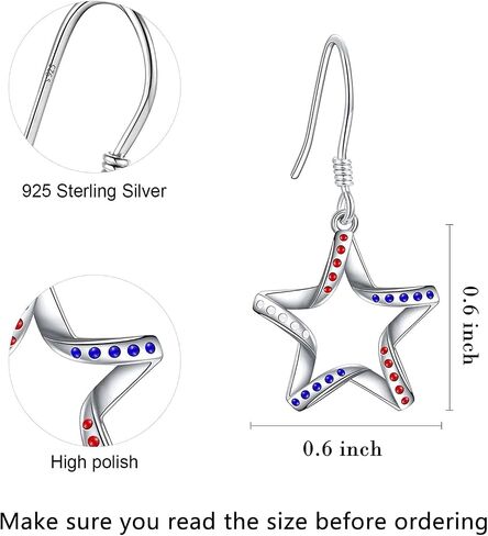 American Patriotic Flag Stud Earrings: 925 Sterling Silver USA Flag Earrings America Independence Day 4th of July Patriotic Jewelry Gifts for Women in Saudi Arabia
