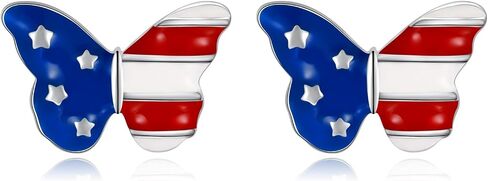 American Patriotic Flag Stud Earrings: 925 Sterling Silver USA Flag Earrings America Independence Day 4th of July Patriotic Jewelry Gifts for Women in Saudi Arabia