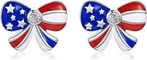 American Patriotic Flag Stud Earrings: 925 Sterling Silver USA Flag Earrings America Independence Day 4th of July Patriotic Jewelry Gifts for Women in Saudi Arabia
