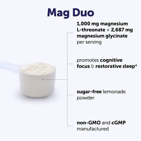 Micro Ingredients Mag Duo Magtein® Magnesium L-Threonate & Magnesium Glycinate Powder – Restful Sleep, Calm & Focus Support* – 2-in-1 Advanced Magnesium Formula – Sugar-Free Lemonade Flavor in Kuwait