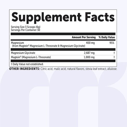 Micro Ingredients Mag Duo Magtein® Magnesium L-Threonate & Magnesium Glycinate Powder – Restful Sleep, Calm & Focus Support* – 2-in-1 Advanced Magnesium Formula – Sugar-Free Lemonade Flavor in Kuwait