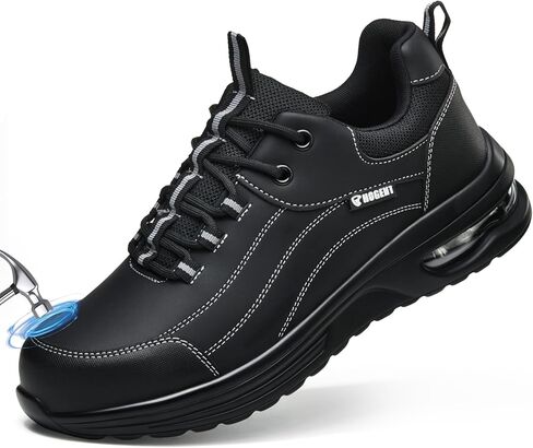 Hogent Steel Toe Shoes for Men & Women, Anti-Smashing Puncture Resistant Lightweight Comfortable Cushioned Work Shoes, All-Day Wear Construction Safety Sneakers Black in Saudi Arabia