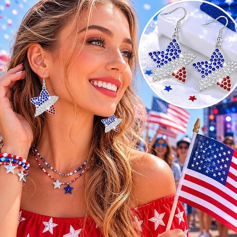 Mysense 250 Anniversary USA Merchandise, Fourth of July Earrings, Perfect for 4th of July Outfits for Women, Holiday Jewelry Accessories & Independence Day Gifts in Saudi Arabia
